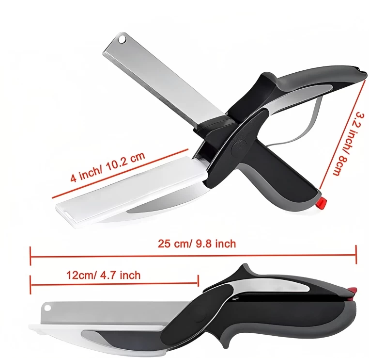 مقص طعام ستانلس ستيل متعدد الوظائف، 2 في 1 - متعدد الألوان
